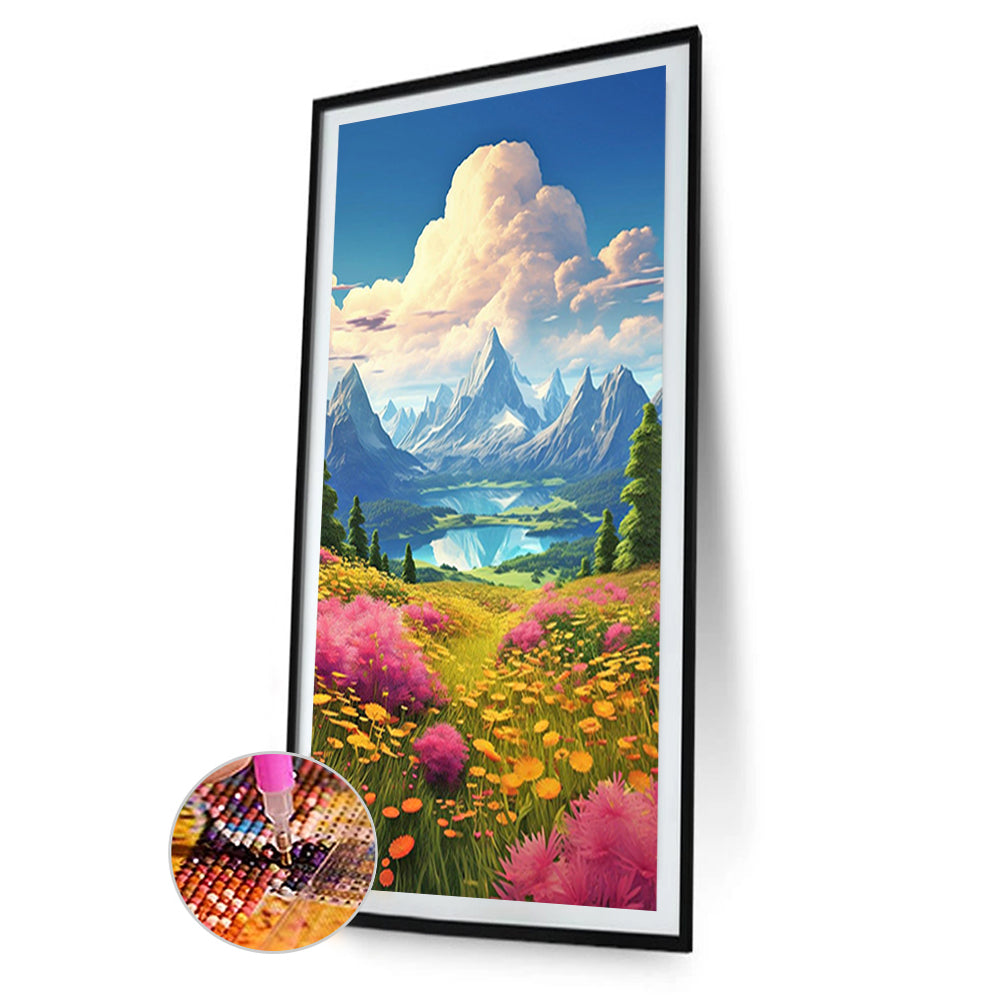 Mountain Wild Flowers And Trees - Full Round Drill Diamond Painting 40*70CM