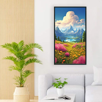 Mountain Wild Flowers And Trees - Full Round Drill Diamond Painting 40*70CM