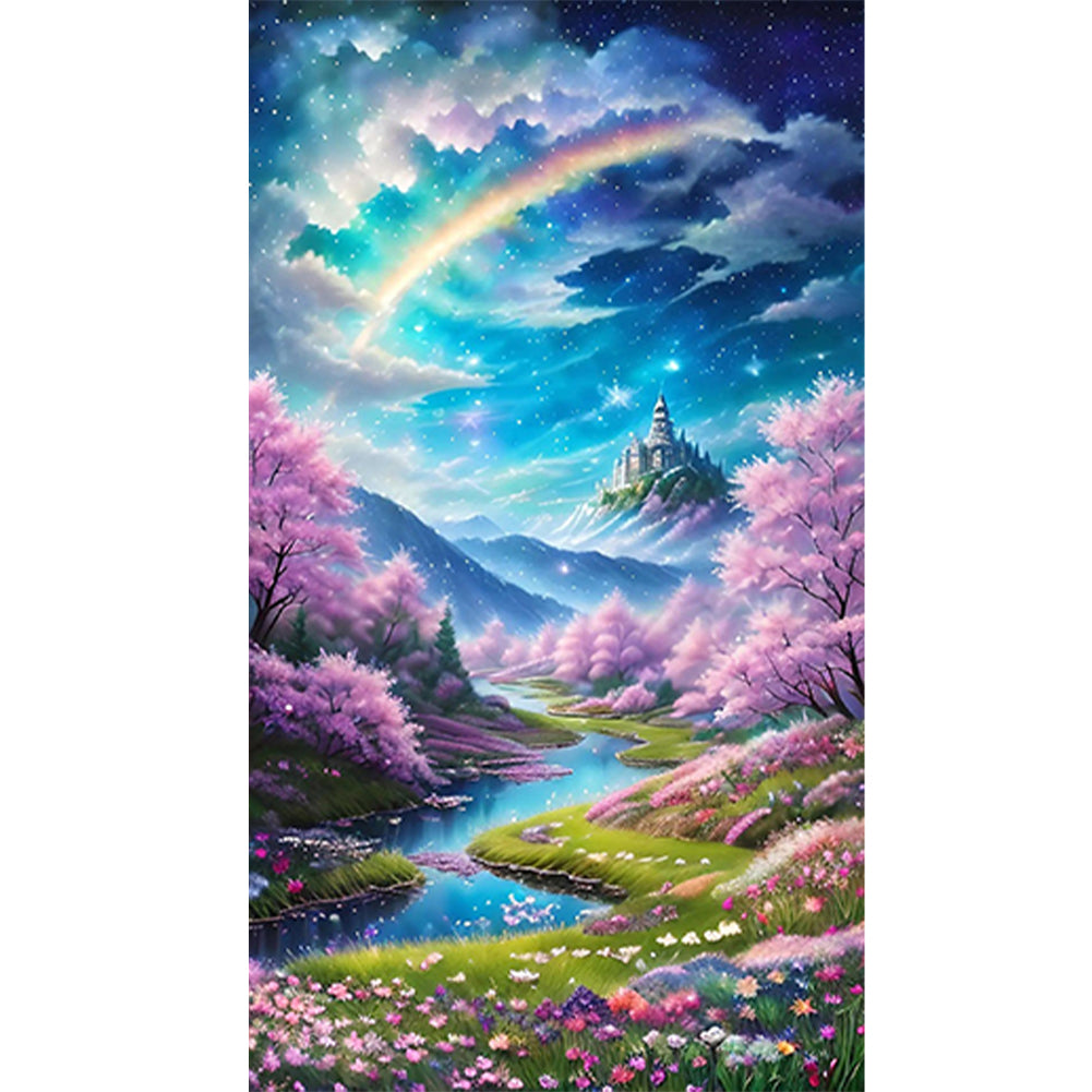 Mountain Wild Flowers And Trees - Full Round Drill Diamond Painting 40*70CM