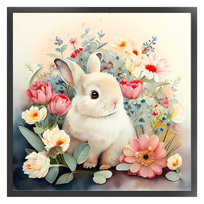 Rabbit A Among Flowers - 11CT Stamped Cross Stitch 50*50CM