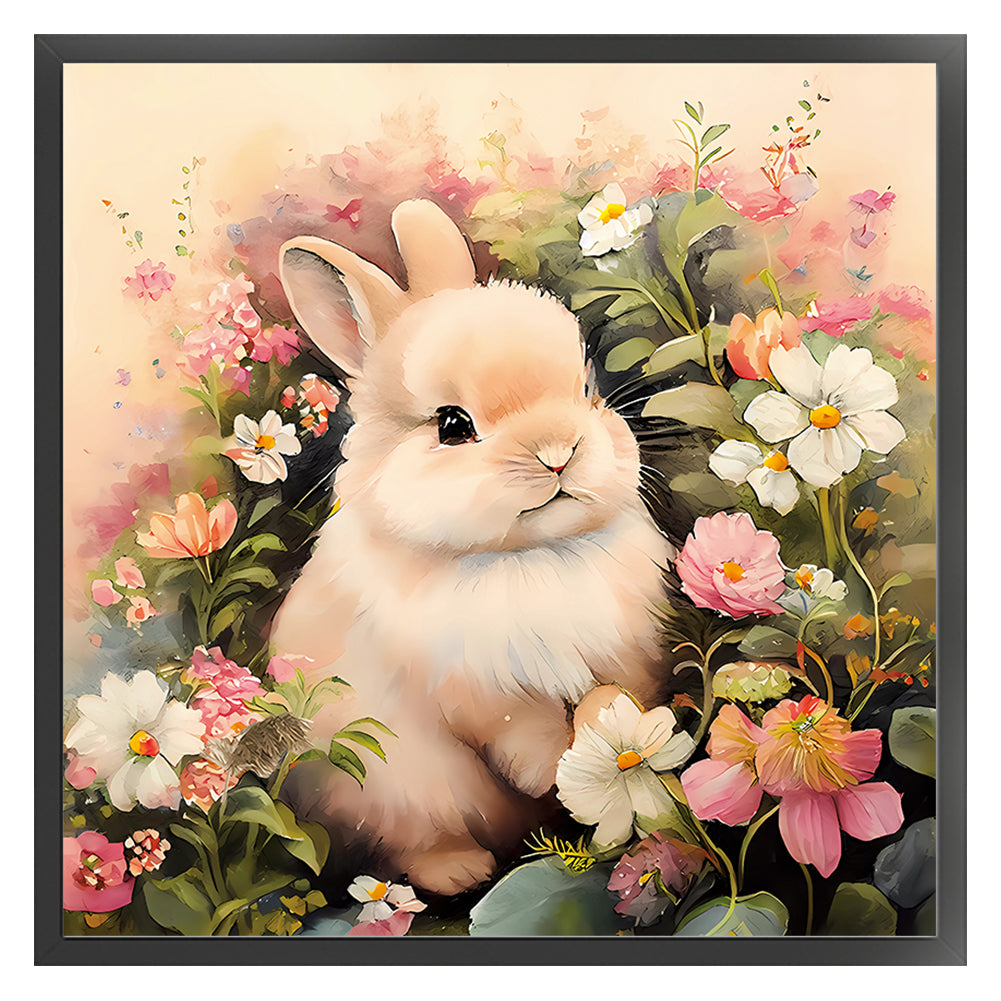 Rabbit B Among Flowers - 11CT Stamped Cross Stitch 50*50CM