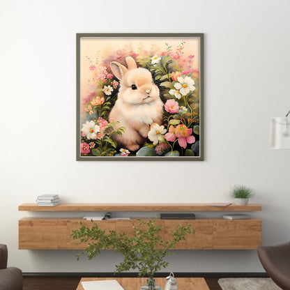 Rabbit B Among Flowers - 11CT Stamped Cross Stitch 50*50CM