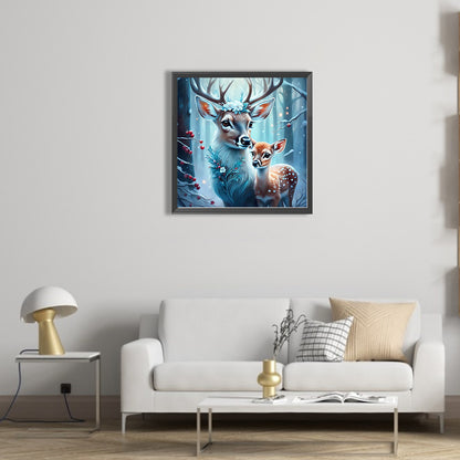 Deer In The Snow - Full AB Round Drill Diamond Painting 30*30CM