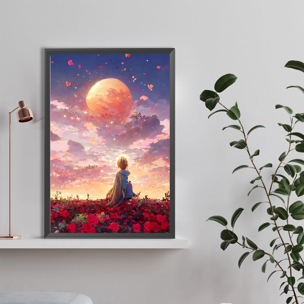 The Little Prince And The Planet Rose - Full Round Drill Diamond Painting 40*60CM