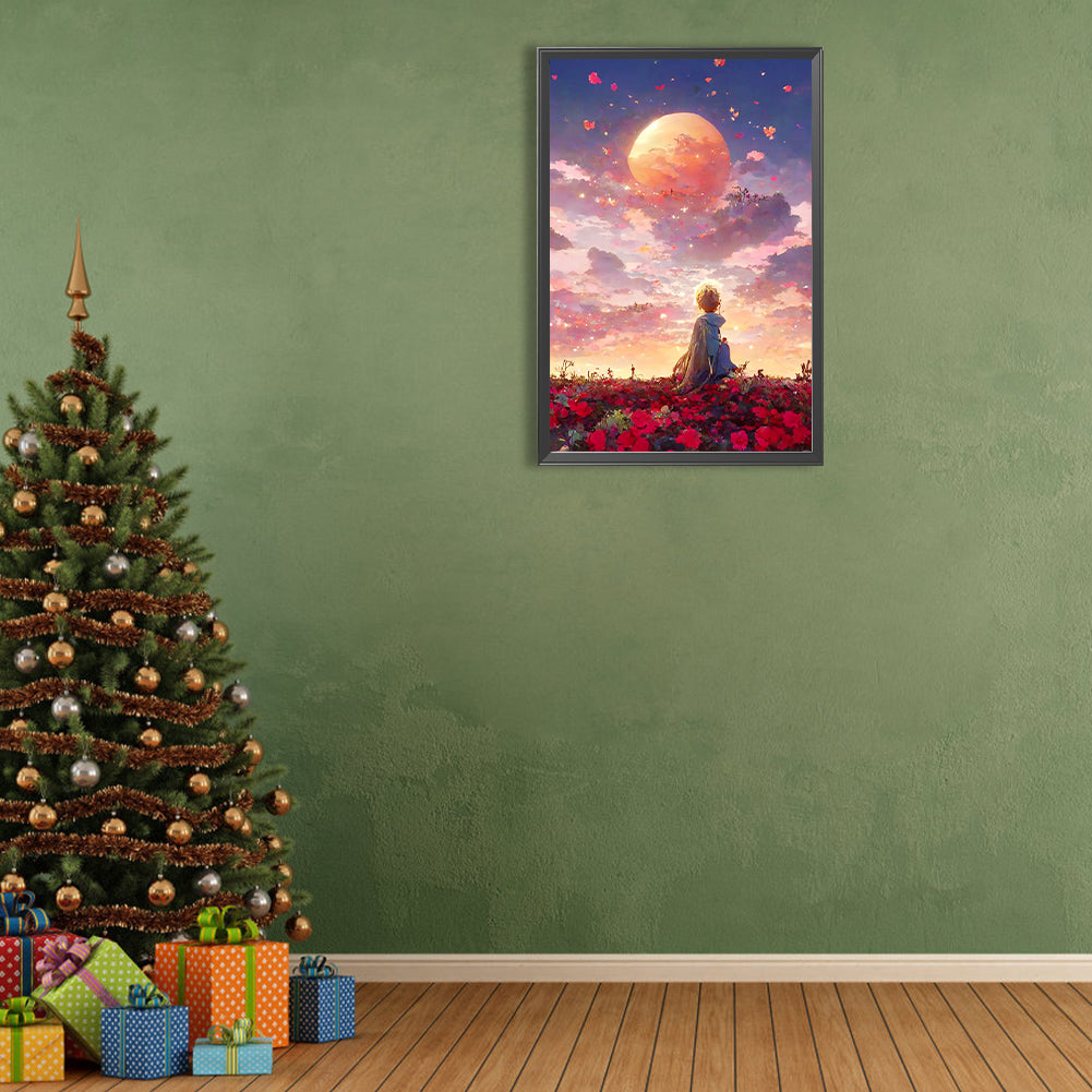 The Little Prince And The Planet Rose - Full Round Drill Diamond Painting 40*60CM