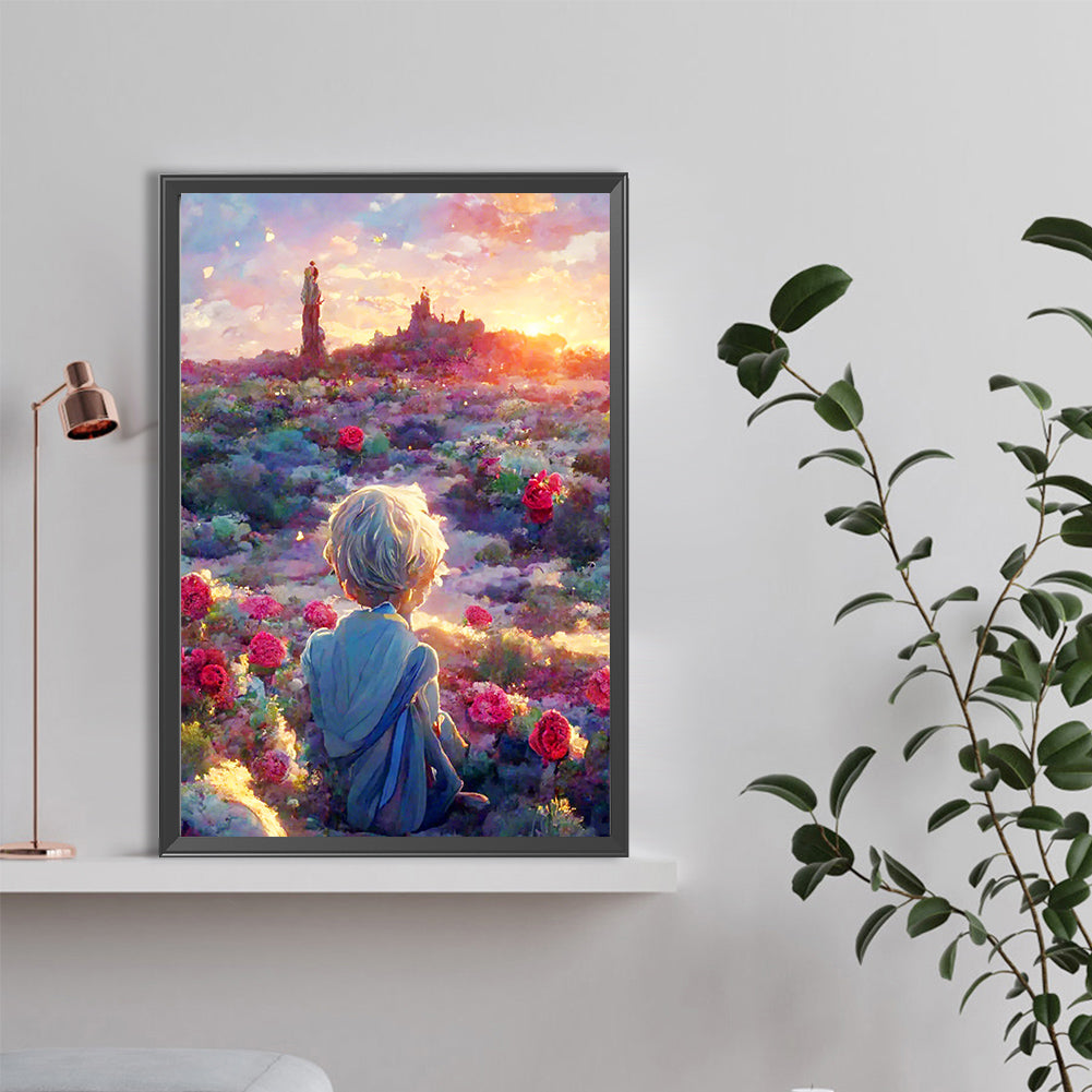 The Little Prince And The Sunset Rose - Full Round Drill Diamond Painting 40*60CM