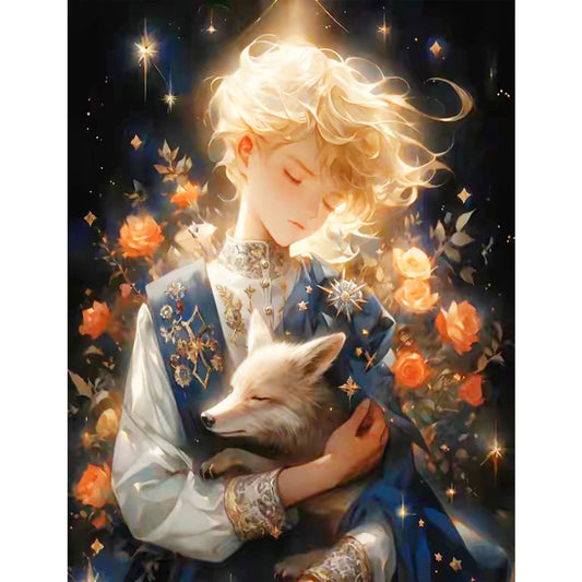 The Little Prince And The Rose Fox - Full Round Drill Diamond Painting 50*60CM