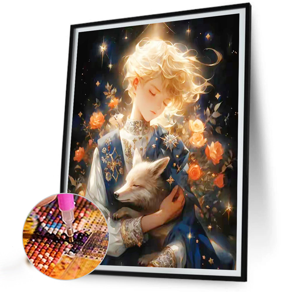 The Little Prince And The Rose Fox - Full Round Drill Diamond Painting 50*60CM