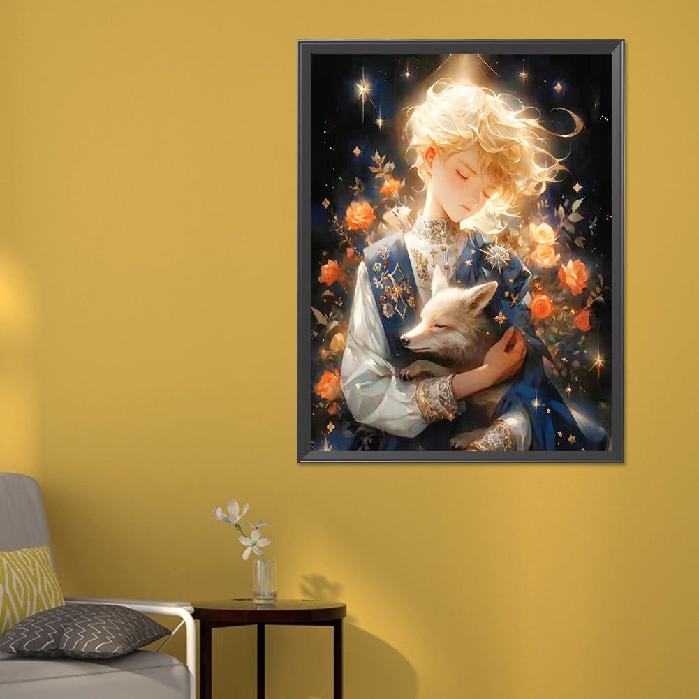 The Little Prince And The Rose Fox - Full Round Drill Diamond Painting 50*60CM