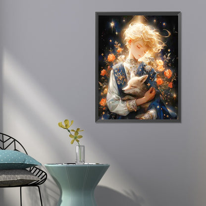 The Little Prince And The Rose Fox - Full Round Drill Diamond Painting 50*60CM