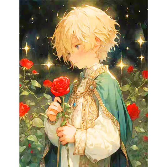 The Little Prince And The Rose Field - Full Round Drill Diamond Painting 50*60CM