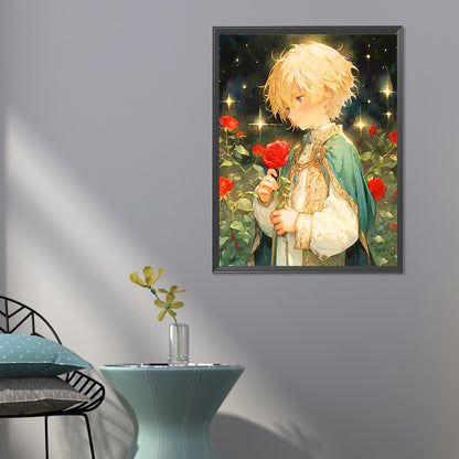 The Little Prince And The Rose Field - Full Round Drill Diamond Painting 50*60CM
