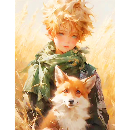 The Little Prince And The Fox Straw Field - Full Round Drill Diamond Painting 50*60CM