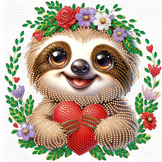Little Sloth Wearing Flowers - Special Shaped Drill Diamond Painting 30*30CM