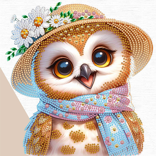 Little Owl Wearing Flower - Special Shaped Drill Diamond Painting 30*30CM