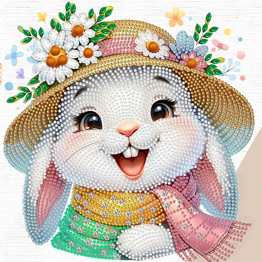 Little Rabbit With Flowers - Special Shaped Drill Diamond Painting 30*30CM