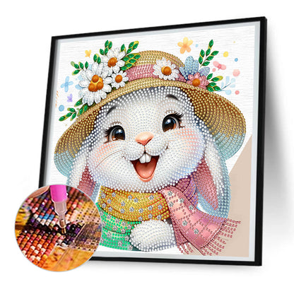 Little Rabbit With Flowers - Special Shaped Drill Diamond Painting 30*30CM