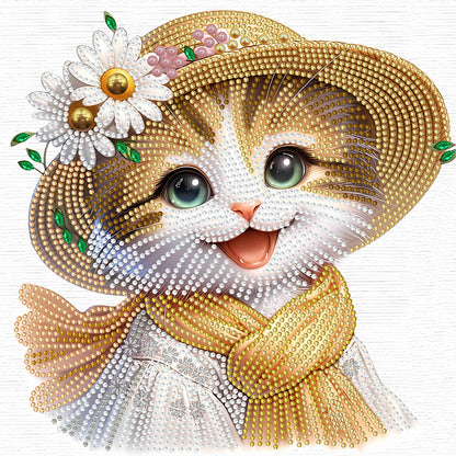 Little Cat With Flowers - Special Shaped Drill Diamond Painting 30*30CM