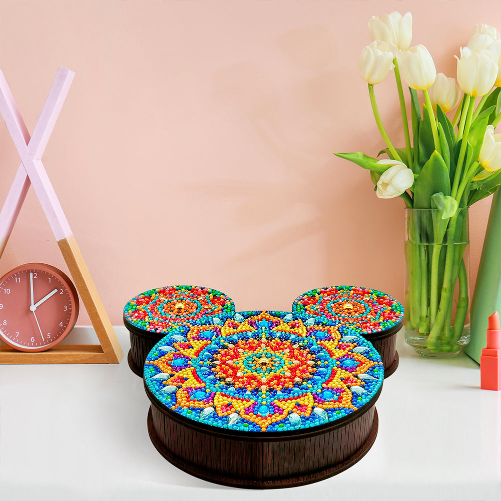 Wood DIY Diamond Painting Jewelry Organizer Box Kit for Adults Kids (Mandala)