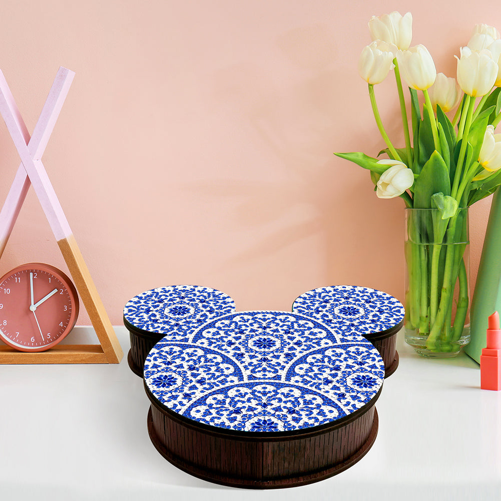 Wood DIY Diamond Painting Jewelry Organizer Box Kit for Adults Kids (Mandala)