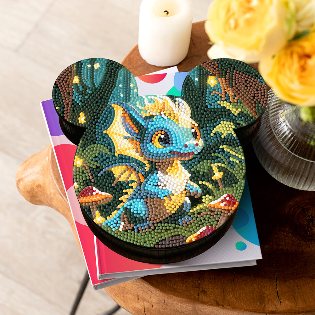 Wood DIY Diamond Painting Jewelry Organizer Box Kit for Adults Kids (Pterosaur)