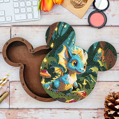 Wood DIY Diamond Painting Jewelry Organizer Box Kit for Adults Kids (Pterosaur)