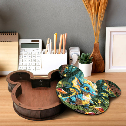 Wood DIY Diamond Painting Jewelry Organizer Box Kit for Adults Kids (Pterosaur)