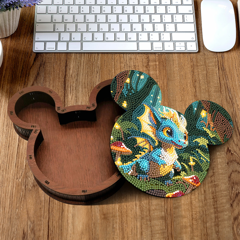 Wood DIY Diamond Painting Jewelry Organizer Box Kit for Adults Kids (Pterosaur)