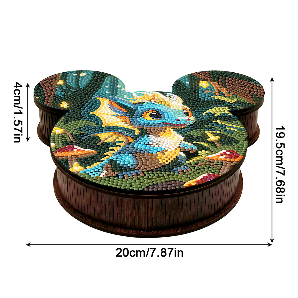 Wood DIY Diamond Painting Jewelry Organizer Box Kit for Adults Kids (Pterosaur)