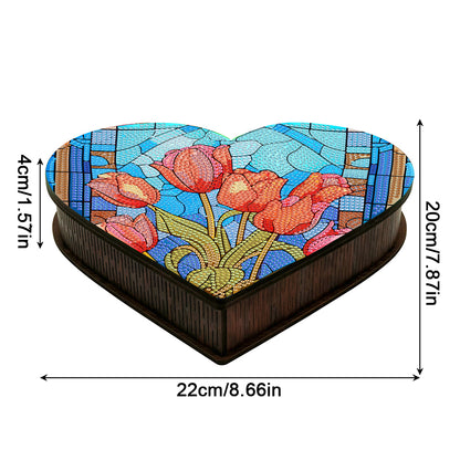 Wood DIY Diamond Painting Jewelry Organizer Box Kit for Adults Kids (Tulip)