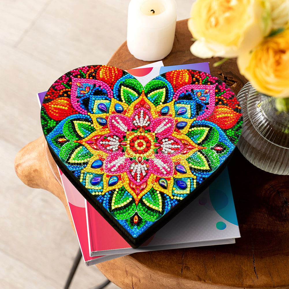Wood DIY Diamond Painting Jewelry Organizer Box Kit for Adults Kids (Mandala)