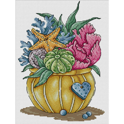 Flower Of The Sea - 14CT Stamped Cross Stitch 25*34CM(Joy Sunday)