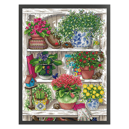 Flower Stand - 14CT Stamped Cross Stitch 34*44CM(Joy Sunday)