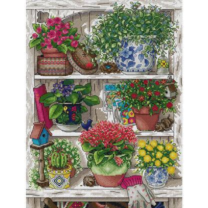 Flower Stand - 14CT Stamped Cross Stitch 34*44CM(Joy Sunday)