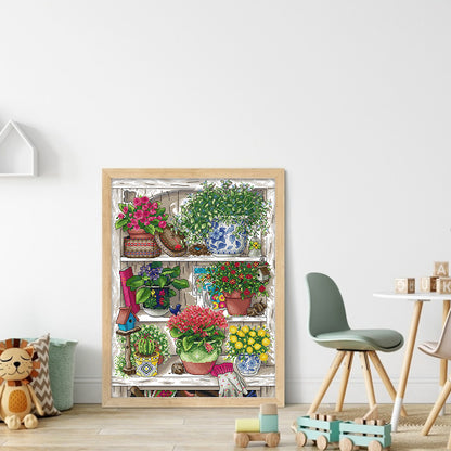 Flower Stand - 14CT Stamped Cross Stitch 34*44CM(Joy Sunday)