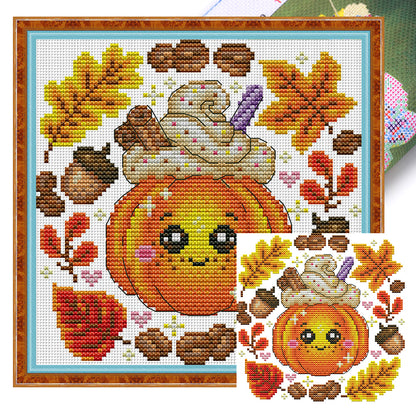 Pumpkin Dessert - 14CT Stamped Cross Stitch 19*19CM(Joy Sunday)