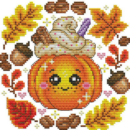 Pumpkin Dessert - 14CT Stamped Cross Stitch 19*19CM(Joy Sunday)