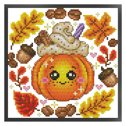 Pumpkin Dessert - 14CT Stamped Cross Stitch 19*19CM(Joy Sunday)