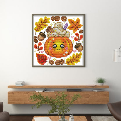 Pumpkin Dessert - 14CT Stamped Cross Stitch 19*19CM(Joy Sunday)