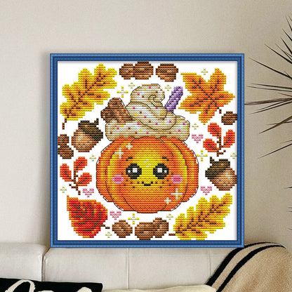 Pumpkin Dessert - 14CT Stamped Cross Stitch 19*19CM(Joy Sunday)