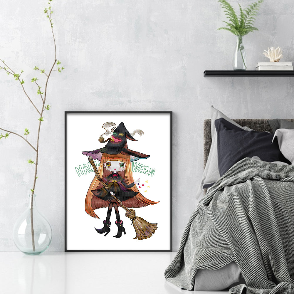 Witch - 14CT Stamped Cross Stitch 27*35CM(Joy Sunday)