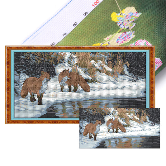 Winter Fox - 11CT Stamped Cross Stitch 89*42CM(Joy Sunday)