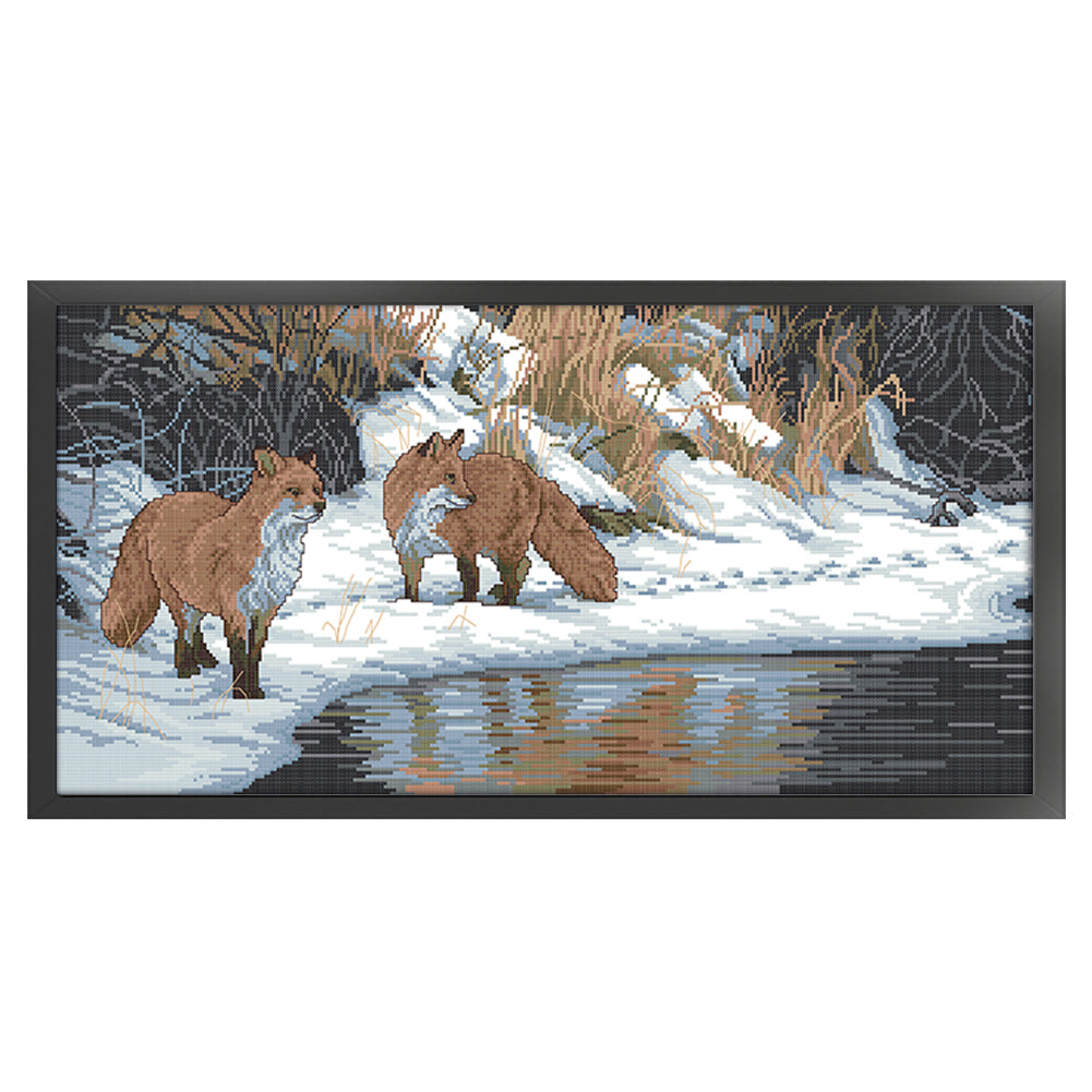 Winter Fox - 11CT Stamped Cross Stitch 89*42CM(Joy Sunday)