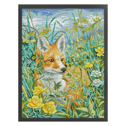 Fox In Flowers - 11CT Stamped Cross Stitch 48*63CM(Joy Sunday)