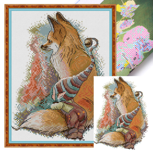 Fox And Elf - 11CT Stamped Cross Stitch 27*36CM(Joy Sunday)