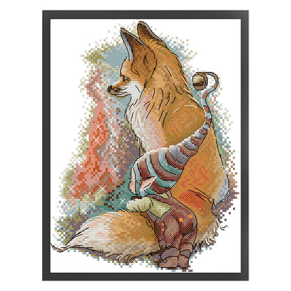 Fox And Elf - 11CT Stamped Cross Stitch 27*36CM(Joy Sunday)