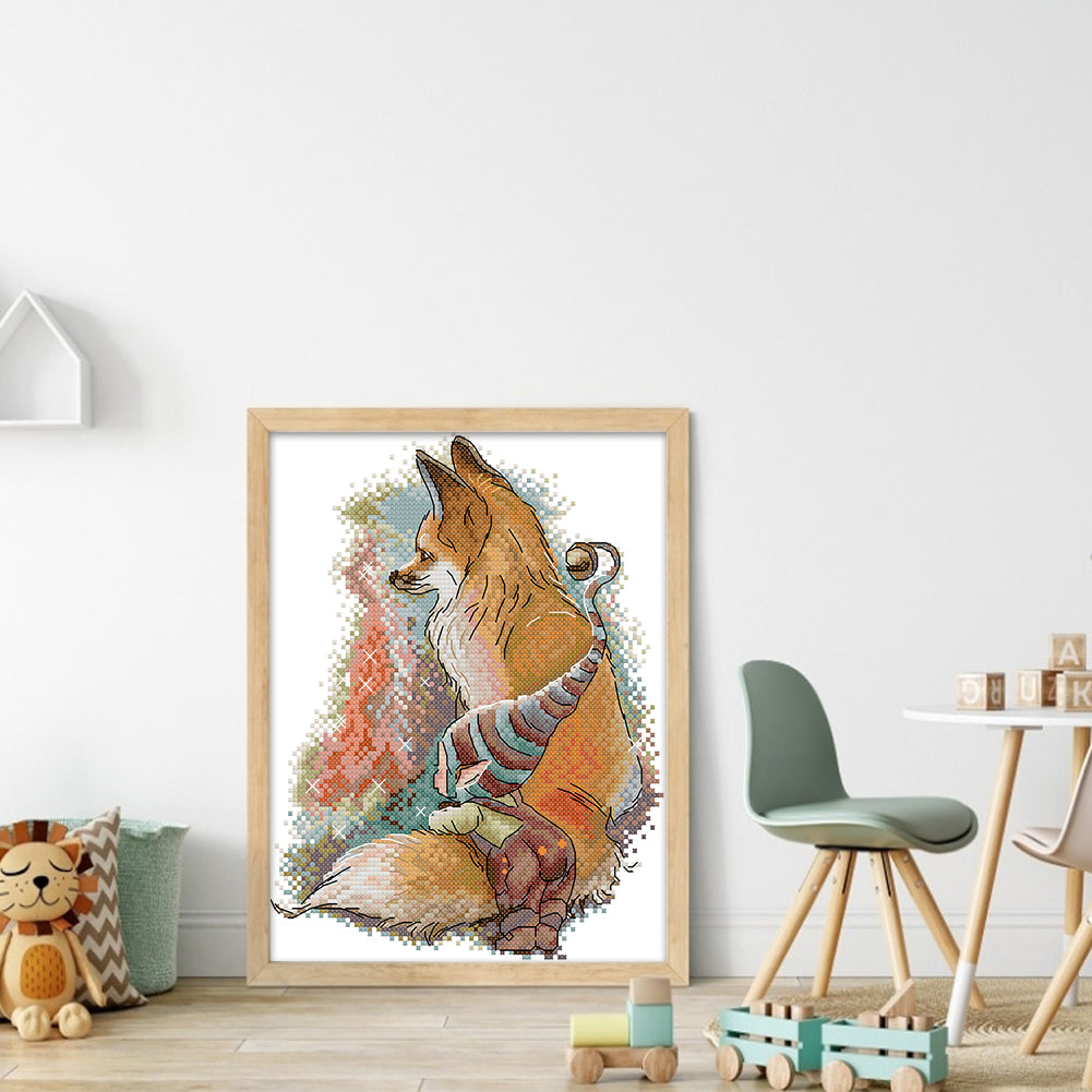 Fox And Elf - 11CT Stamped Cross Stitch 27*36CM(Joy Sunday)