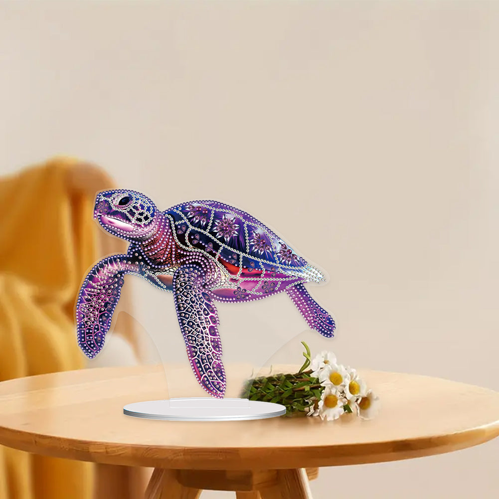 5D Diamond Painting Desktop Ornament for Home Office Desktop Decor (Sea Turtle)