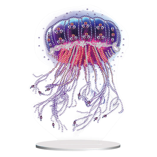5D Diamond Painting Desktop Ornament for Home Office Desktop Decor (Jellyfish)