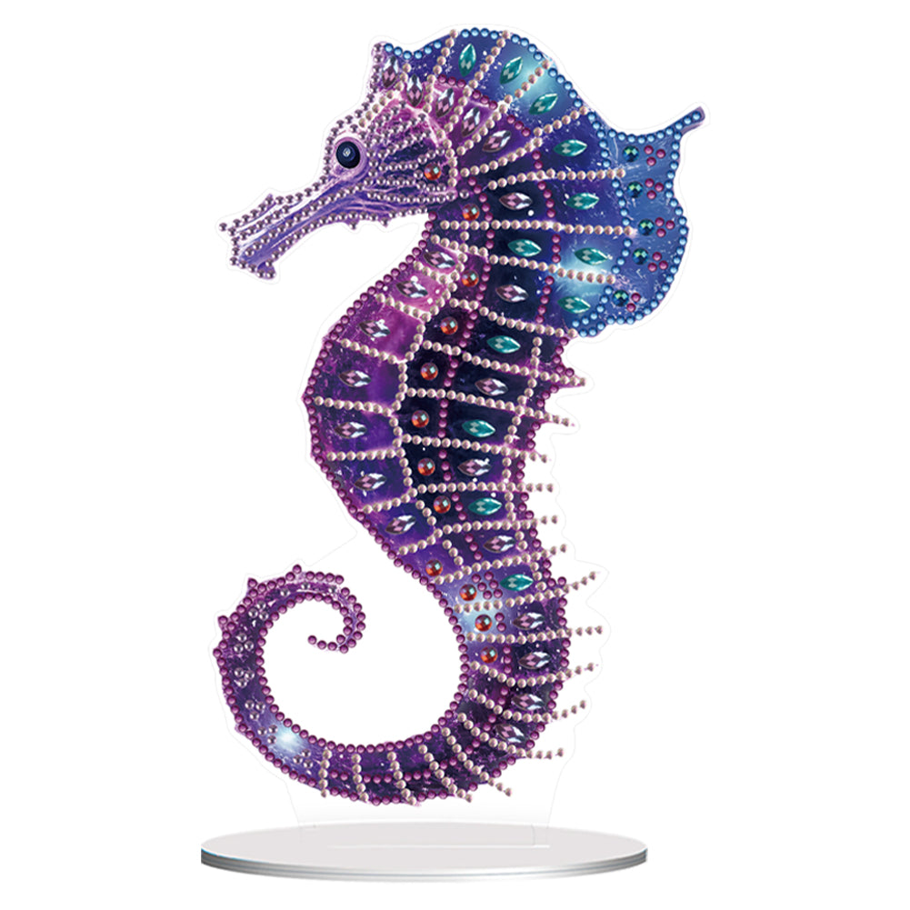 5D Diamond Painting Desktop Ornament for Home Office Desktop Decor (Seahorse)